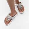 F-MODE JEWEL-DELUXE Womens Toe Post Sandals Silver