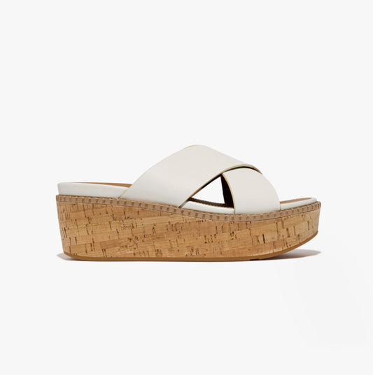 FitFlop ELOISE LEATHER Womens Cross Slides Urban White