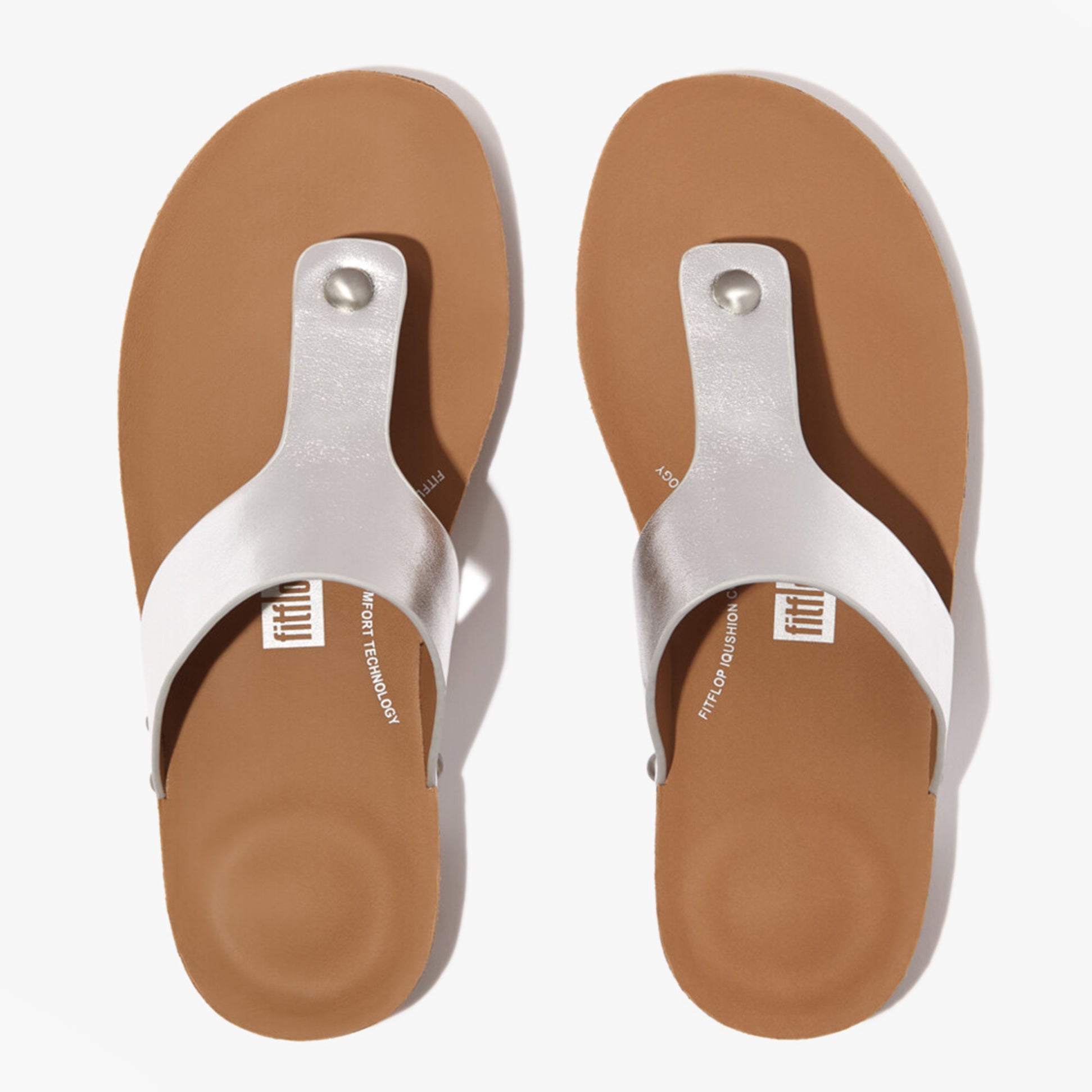 FitFlop iQUSHION METALLIC Womens Toe Post Silver