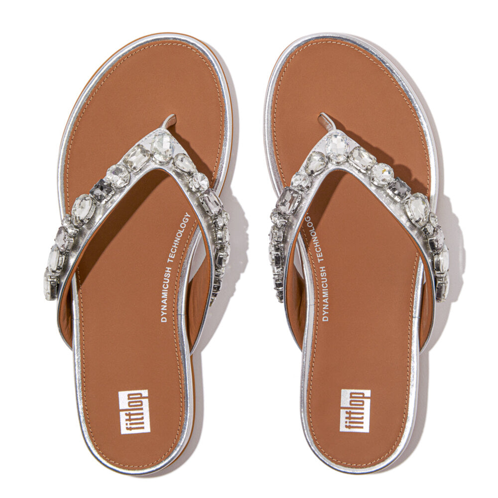 FitFlop GRACIE JEWEL-DELUXE Womens Flip Flops Silver