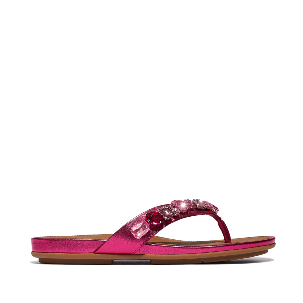 FitFlop GRACIE JEWEL-DELUXE Womens Flip Flops Metallic Wild Raspberry