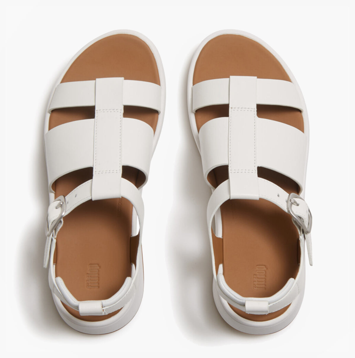 FitFlop F-MODE LEATHER Womens Ankle Strap Sandals Urban White