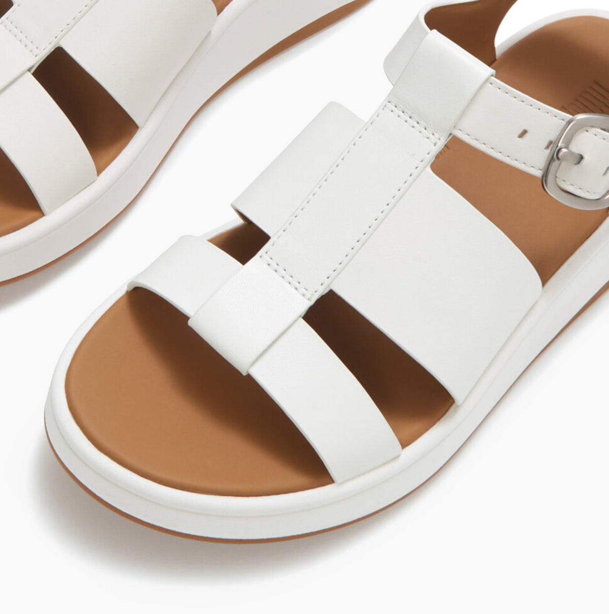 FitFlop F-MODE LEATHER Womens Ankle Strap Sandals Urban White