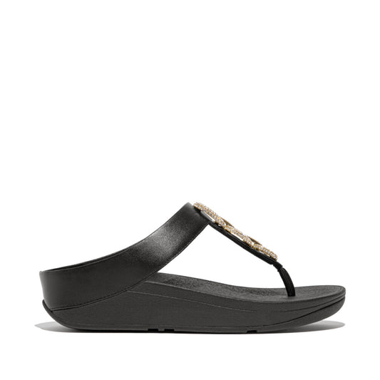 FINO CRYSTAL-CHAIN Womens Toe Post Sandals Black