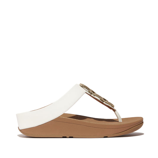 FINO CRYSTAL-CHAIN Womens Toe Post Sandals Urban White