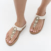 FINO CRYSTAL-CHAIN Womens Toe Post Sandals Urban White