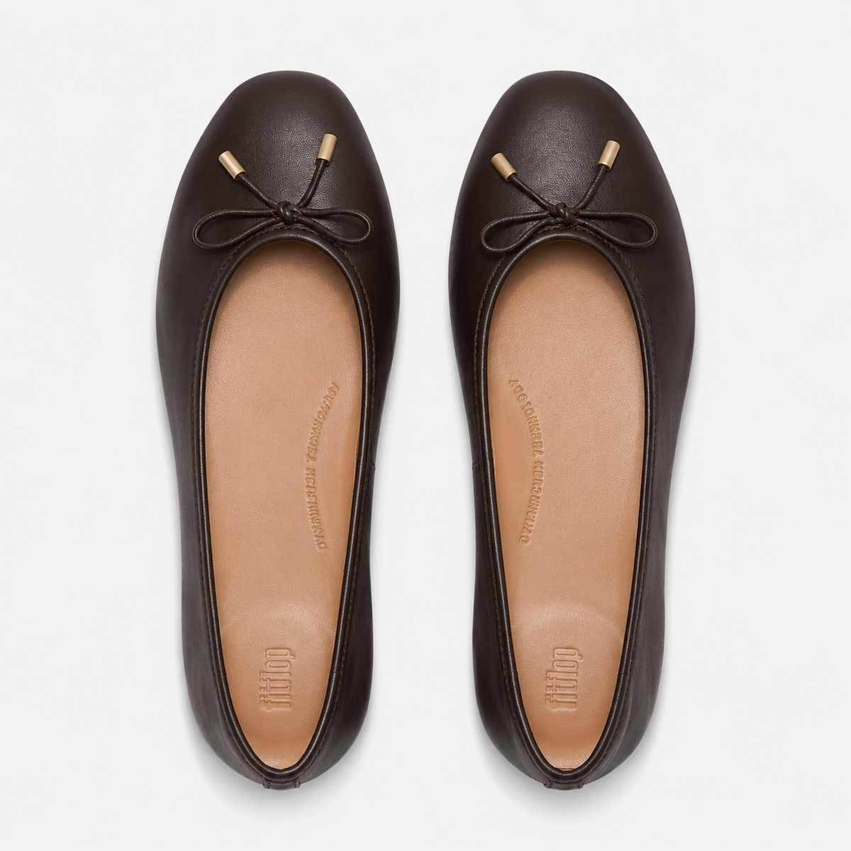 FitFlop DELICATO BOW SOFT LEATHER Womens Ballerina Shoes Chocolate Brown