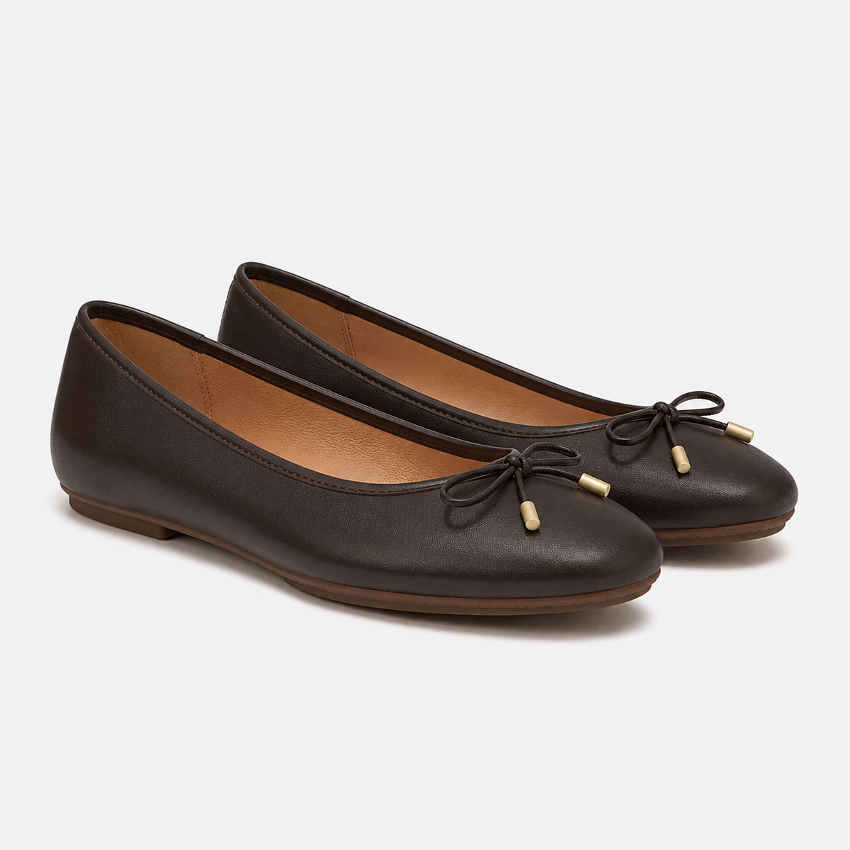 FitFlop DELICATO BOW SOFT LEATHER Womens Ballerina Shoes Chocolate Brown