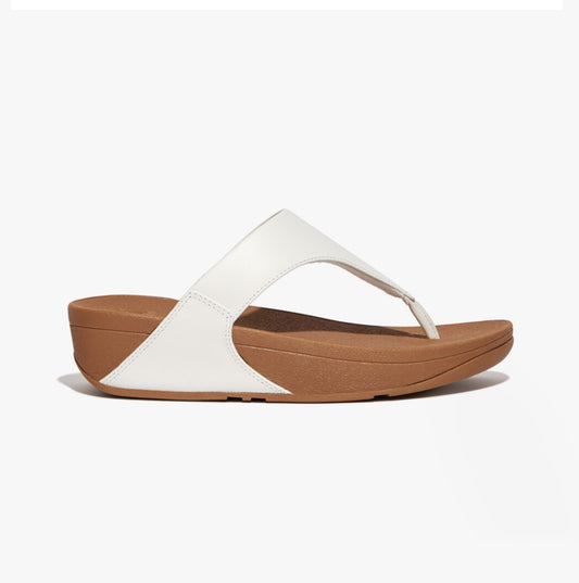 FitFlop LULU Womens Leather Toe Post Sandals White