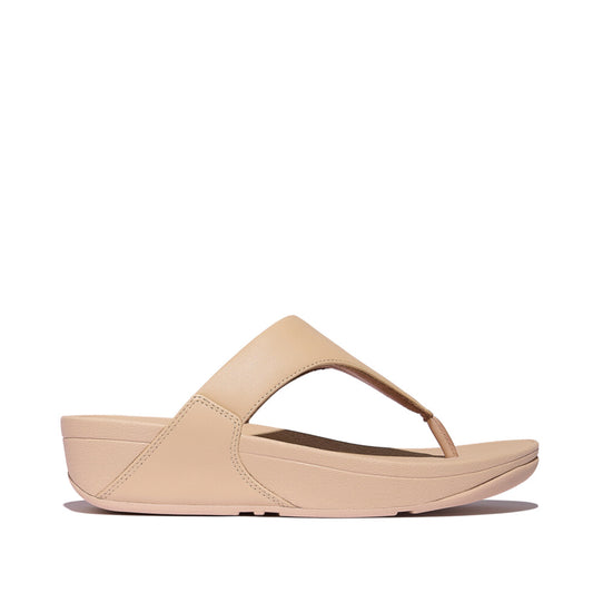 LULU LEATHER Womens Toe Post Sandals Sandy Beige