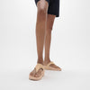 LULU LEATHER Womens Toe Post Sandals Sandy Beige