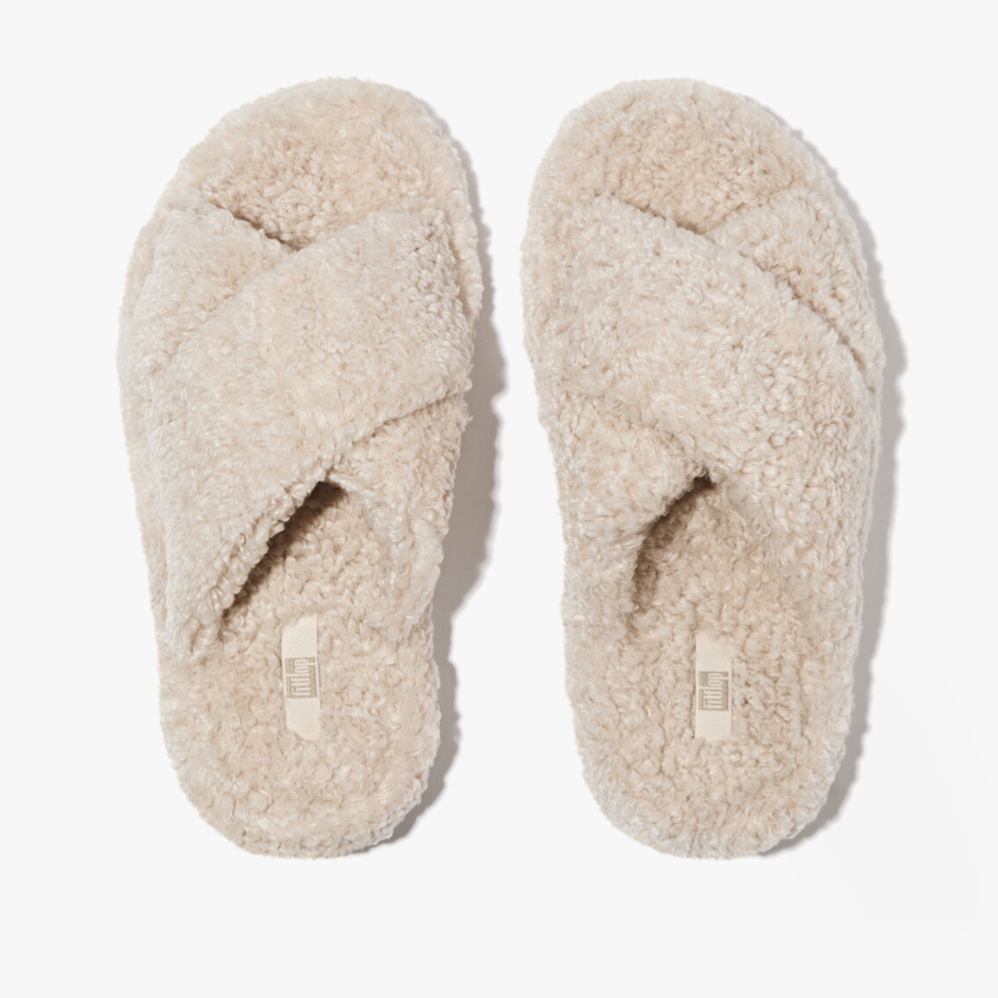 FitFlop iQUSHION D-LUXE Womens Cross Slides Milk Ice