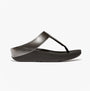 FitFlop FINO GLITTERDUST METALLIC Womens Toe Post Sandals Pewter side view showcasing comfort design and slip-resistant sole.