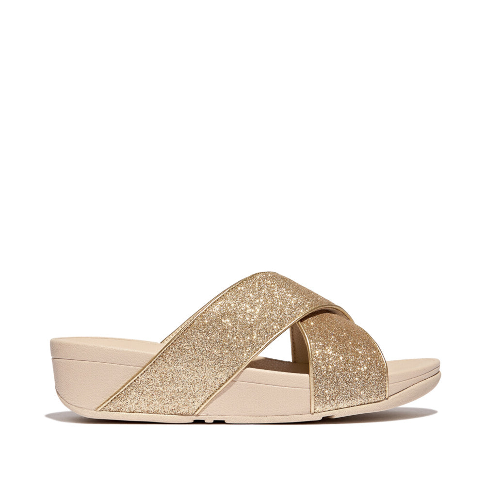 FitFlop LULU GLITTERDUST Womens Slides Platino