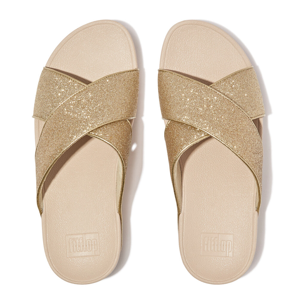 FitFlop LULU GLITTERDUST Womens Slides Platino