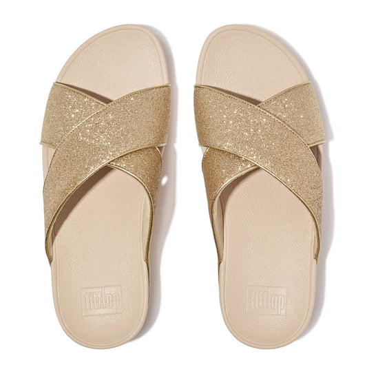 LULU GLITTERDUST Womens Slides Platino