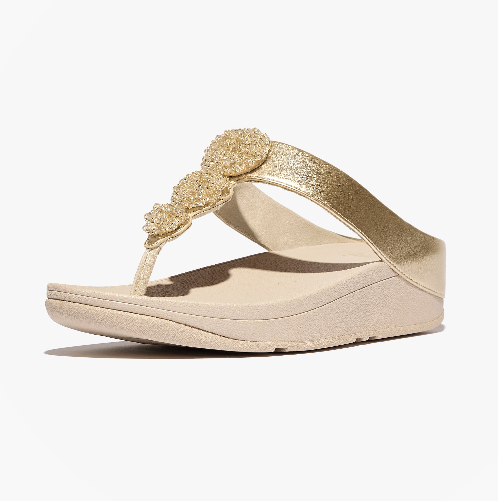 FitFlop FINO BEADIE-BUTTON Womens Toe Post Sandals Platino