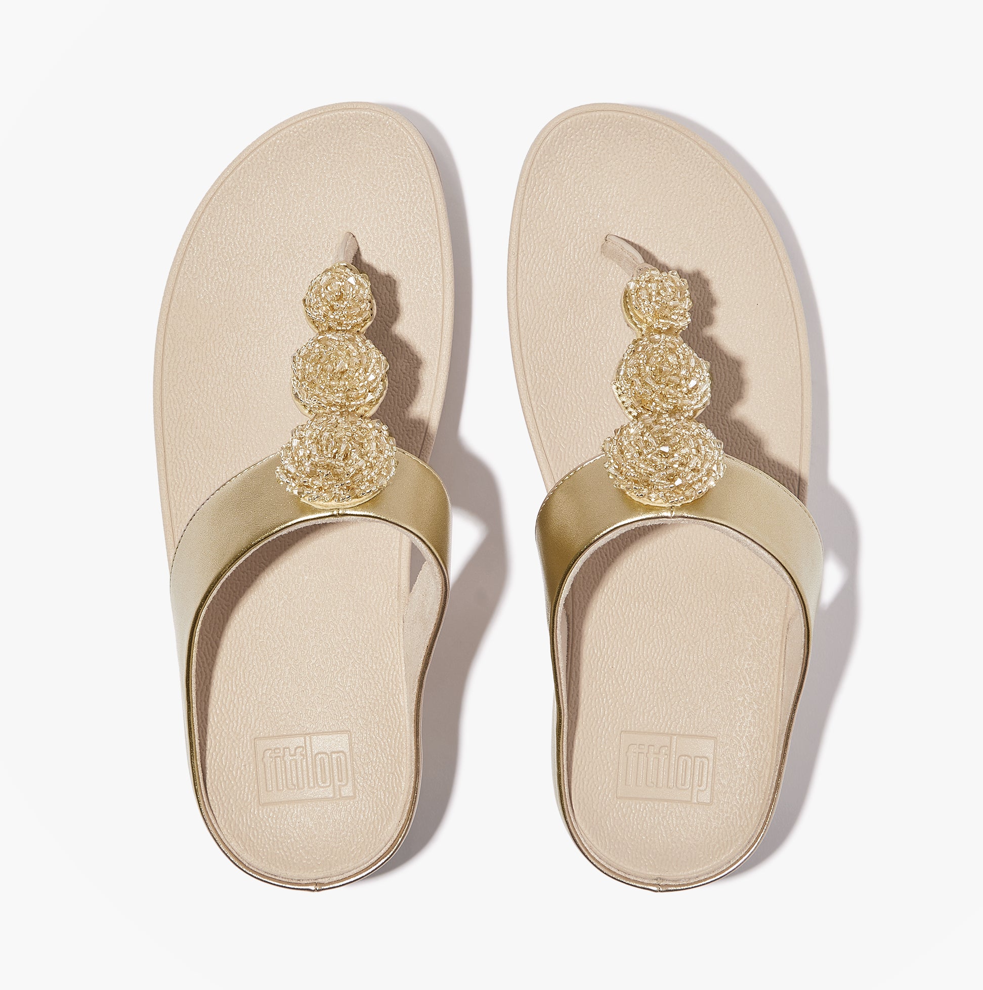 FitFlop FINO BEADIE-BUTTON Womens Toe Post Sandals Platino