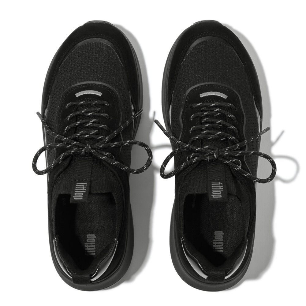 FitFlop F-MODE  SUEDE/KNIT Womens Trainers All Black
