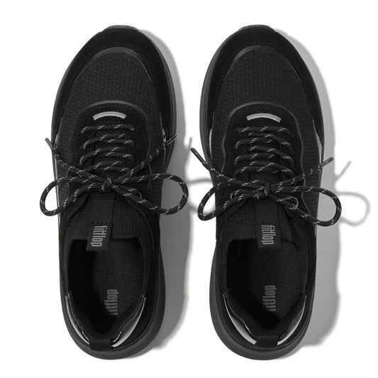 F-MODE  SUEDE/KNIT Womens Trainers All Black