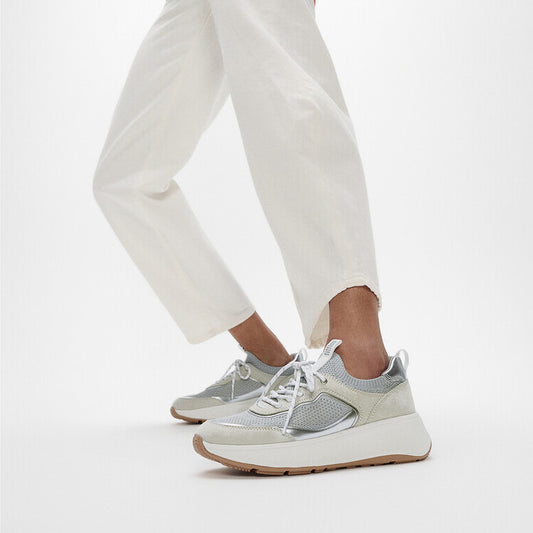 F-MODE  SUEDE/KNIT Womens Trainers Urban White/French Grey