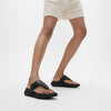 F-MODE GO Womens Toe Post Sandals All Black