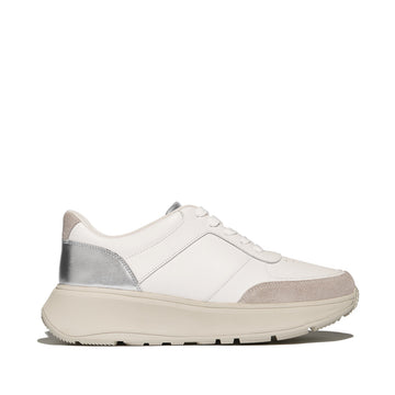 F-MODE LEATHER Womens Trainers Urban White/Silver