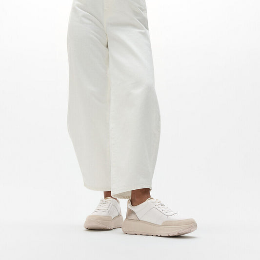 F-MODE LEATHER Womens Trainers Urban White/Platino