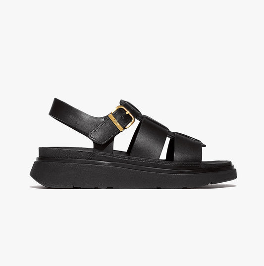 GEN-FF LEATHER Womens Fisherman Sandals All Black