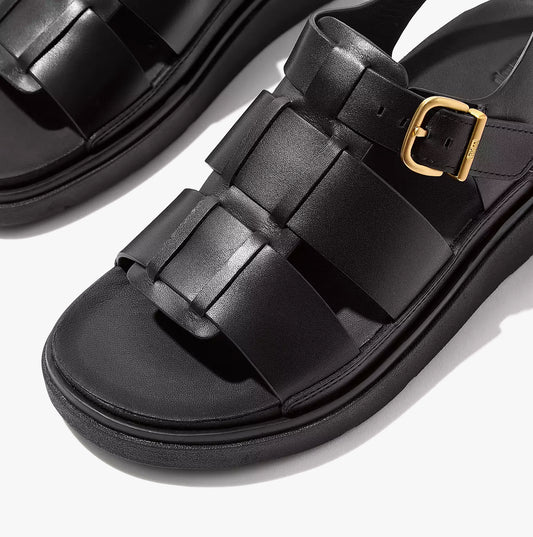 GEN-FF LEATHER Womens Fisherman Sandals All Black