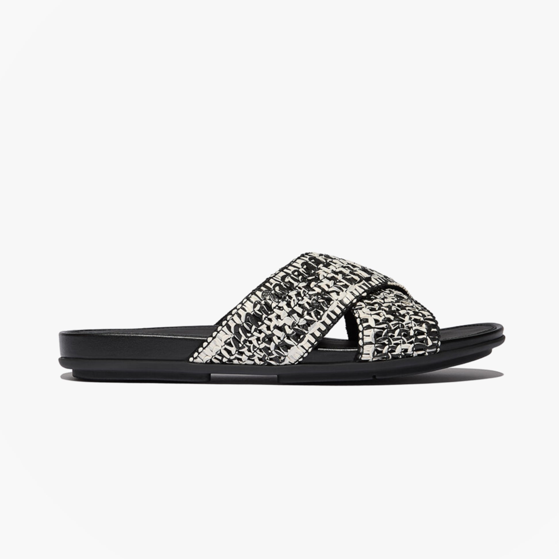 FitFlop GRACIE WOVEN Womens Slides Black/Ivory Mix