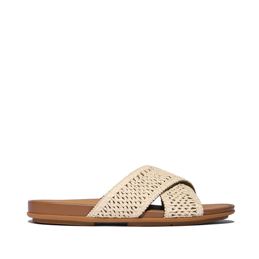 GRACIE WOVEN Womens Slides Deep Tan/Ivory