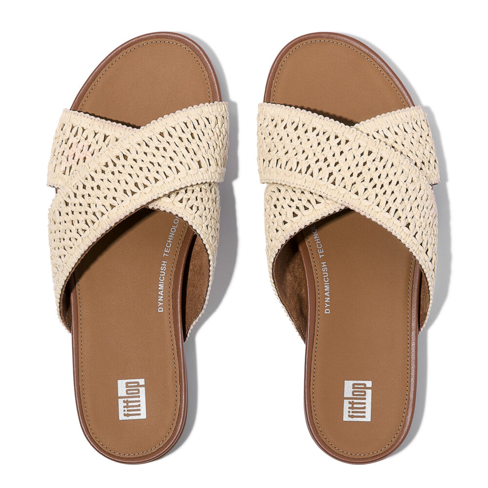 FitFlop GRACIE WOVEN Womens Slides Deep Tan/Ivory