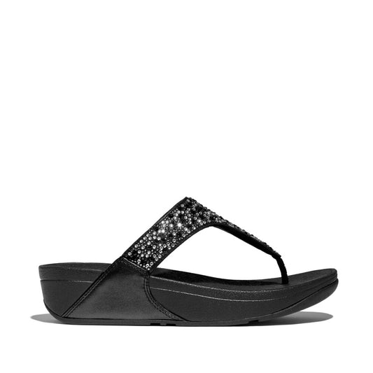 LULU CRYSTAL-MIX Womens Toe Post Sandals All Black