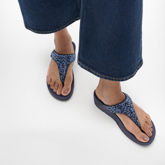 LULU CRYSTAL-MIX Womens Toe Post Sandals Midnight Navy