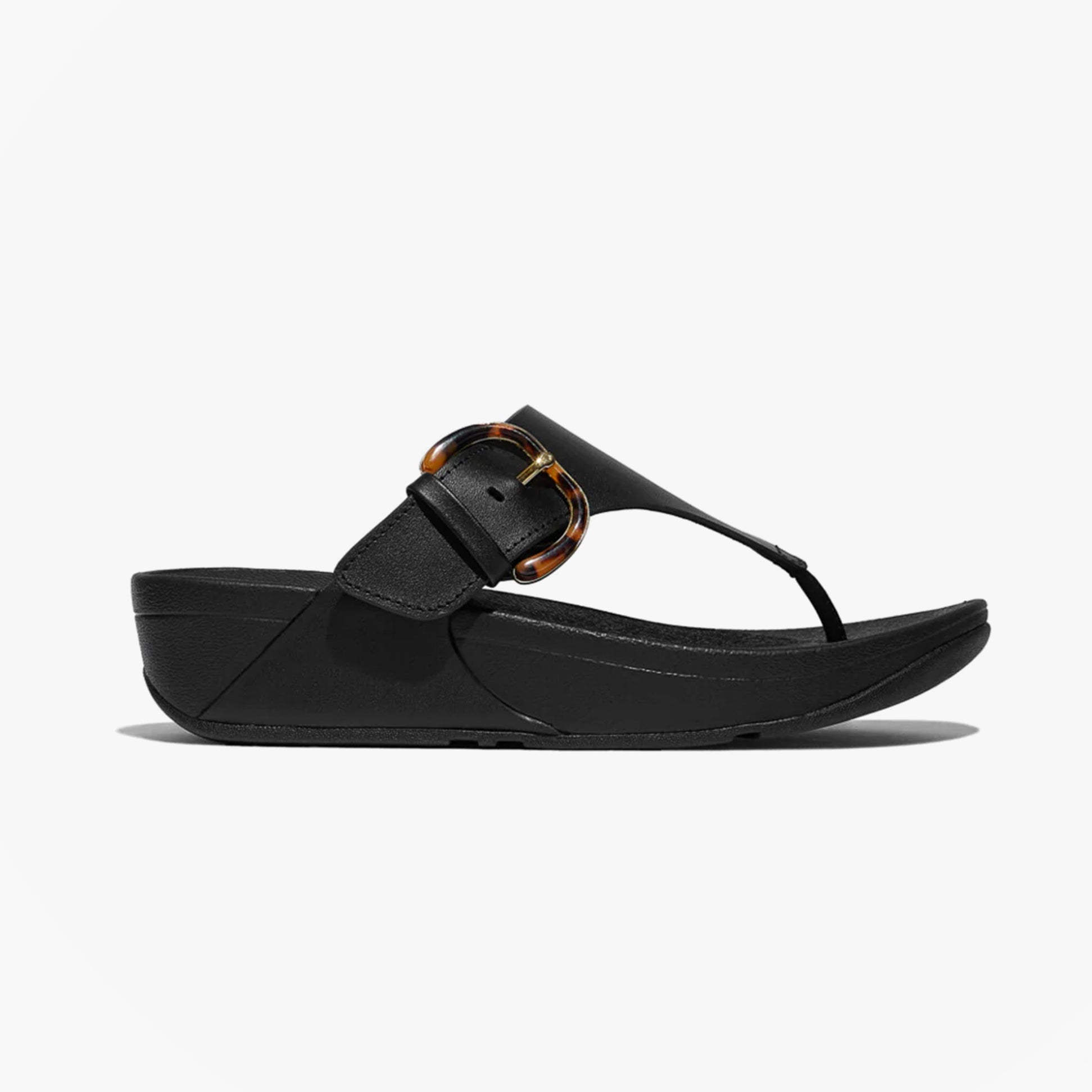FitFlop LULU RESIN-BUCKLE Womens Toe Post Sandals All Black