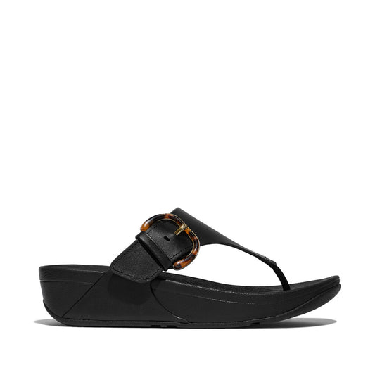 LULU RESIN-BUCKLE Womens Toe Post Sandals All Black