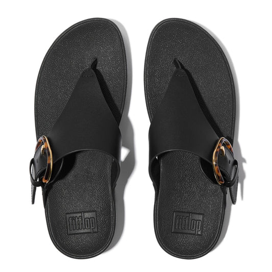 LULU RESIN-BUCKLE Womens Toe Post Sandals All Black