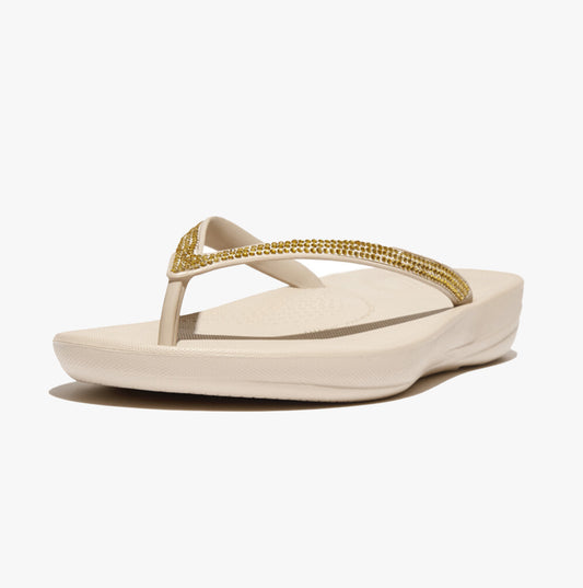 FitFlop IQUSHION SPARKLE Womens Flip Flops Stone Beige