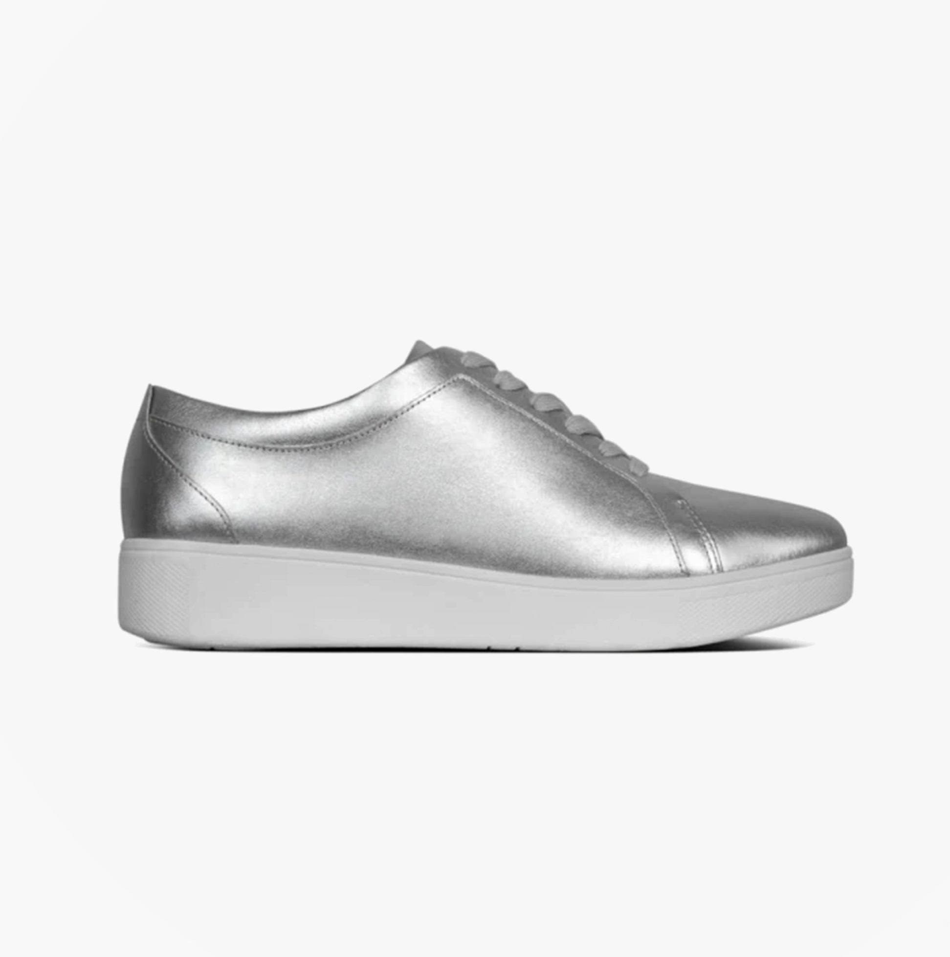 FitFlop RALLY Womens Leather Trainers Silver