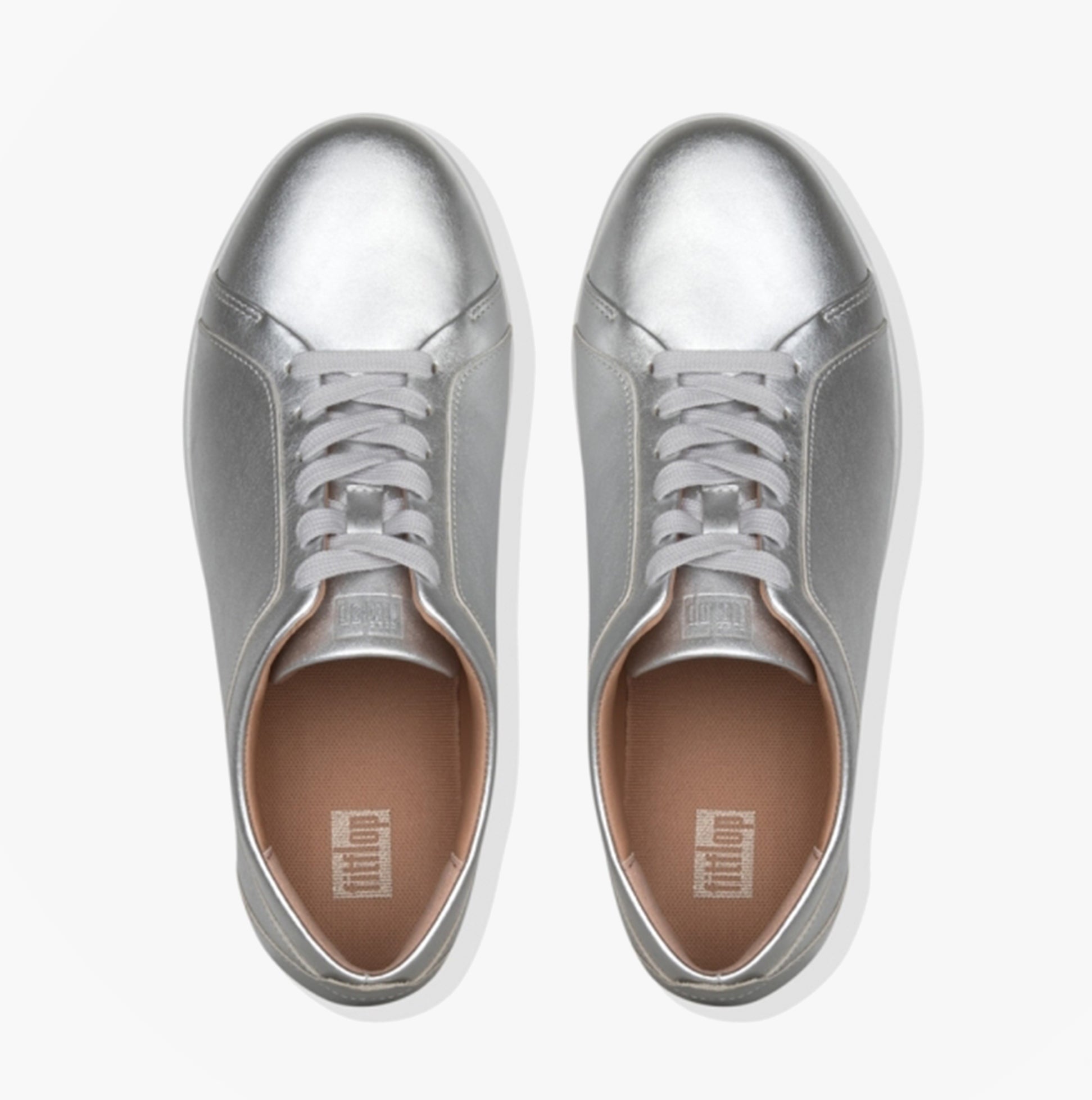 FitFlop RALLY Womens Leather Trainers Silver