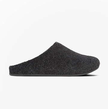 FitFlop SHOVE FELT Mens Mule Slippers Steel Grey