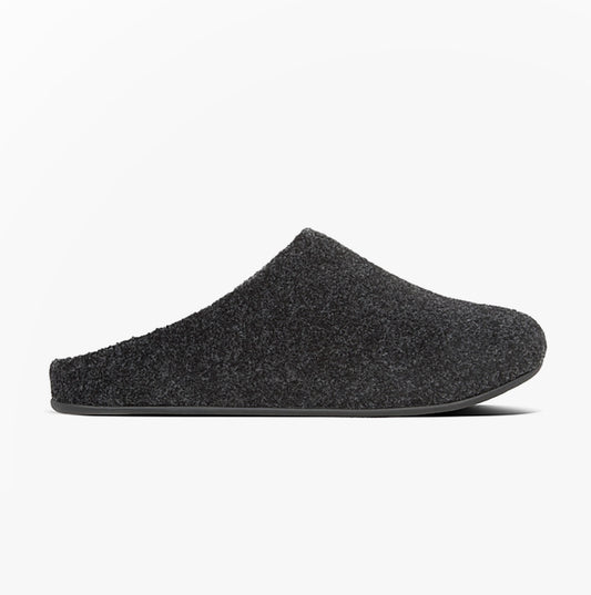 FitFlop SHOVE FELT Mens Mule Slippers Steel Grey