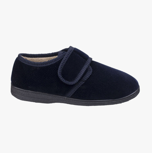 Fleet & Foster SAM Mens Velour Full Slippers Navy