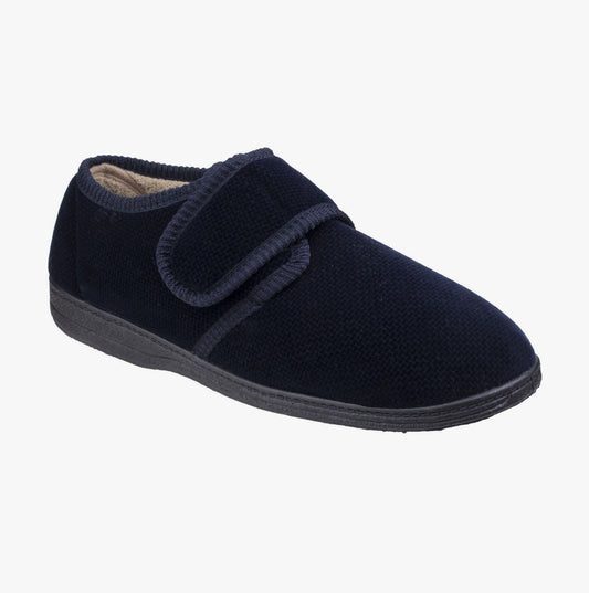 Fleet & Foster SAM Mens Velour Full Slippers Navy