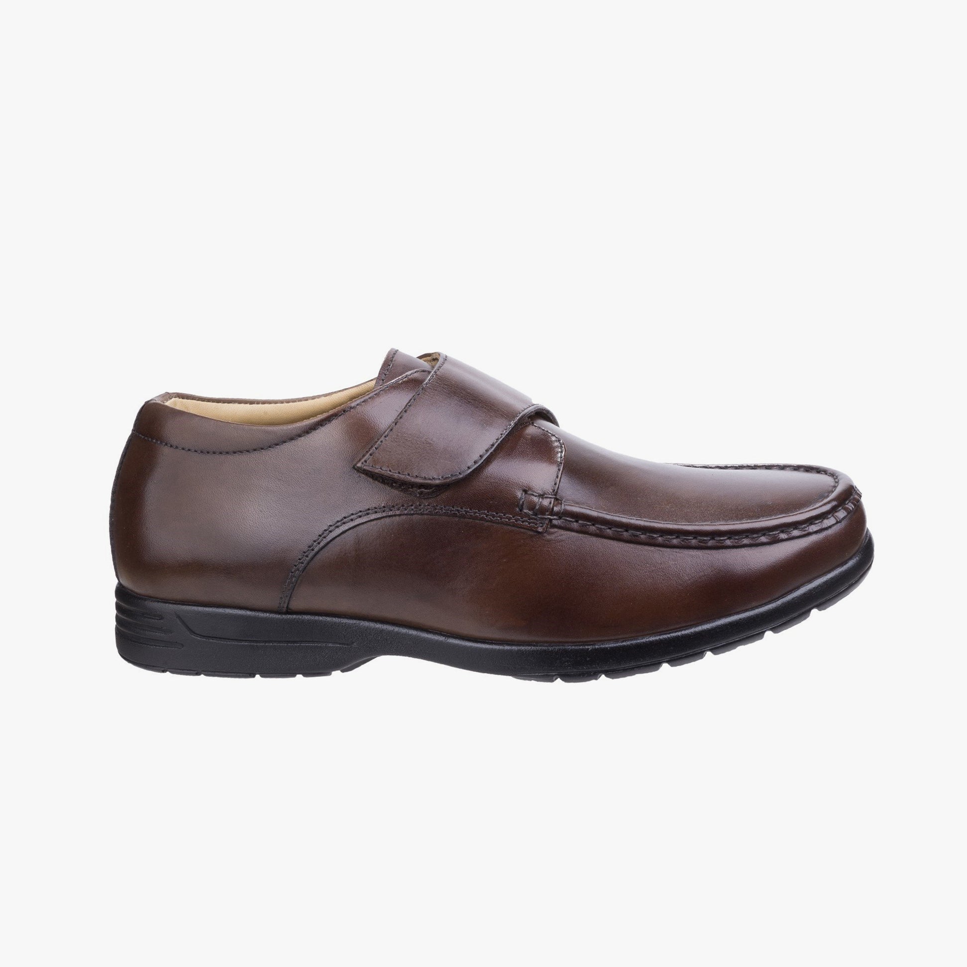Fleet & Foster FRED Mens Leather Touch Fasten Shoes Brown