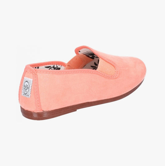 Flossy CRACK Junior Canvas Slip On Plimsolls Coral