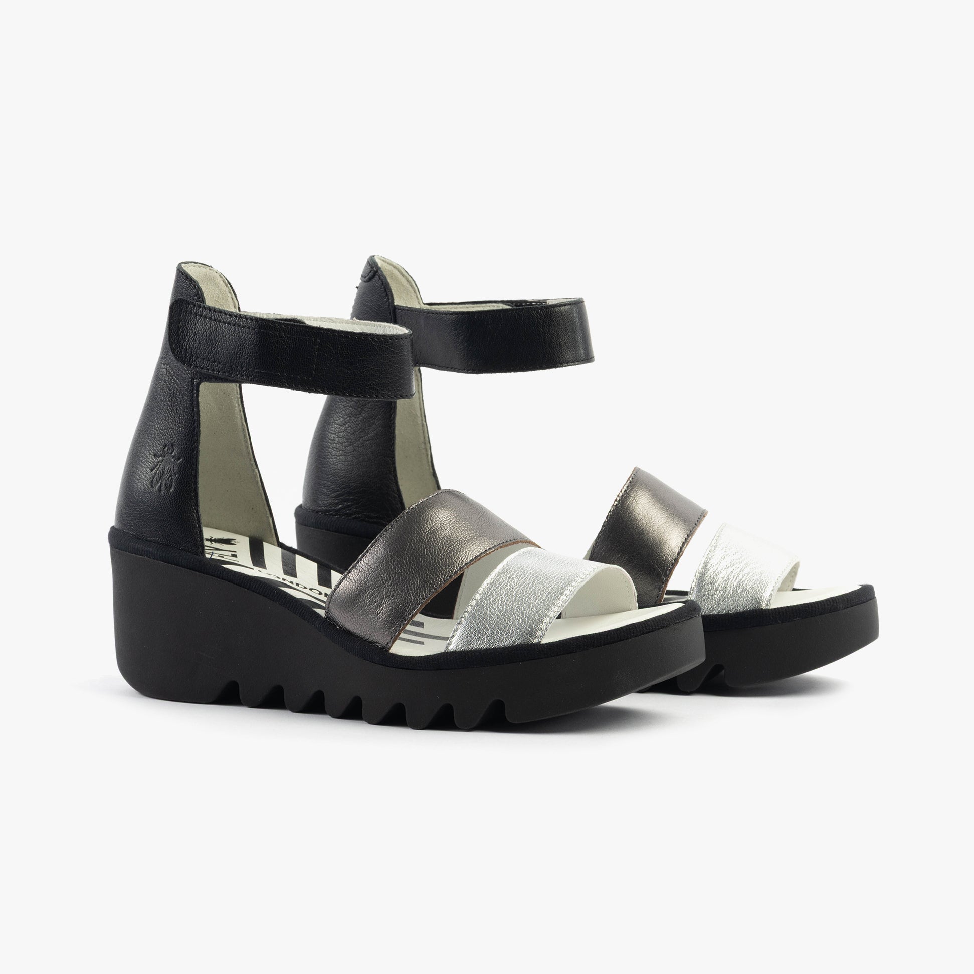 Fly London BONO290FLY Womens Sandals Silver/Graphite/Black