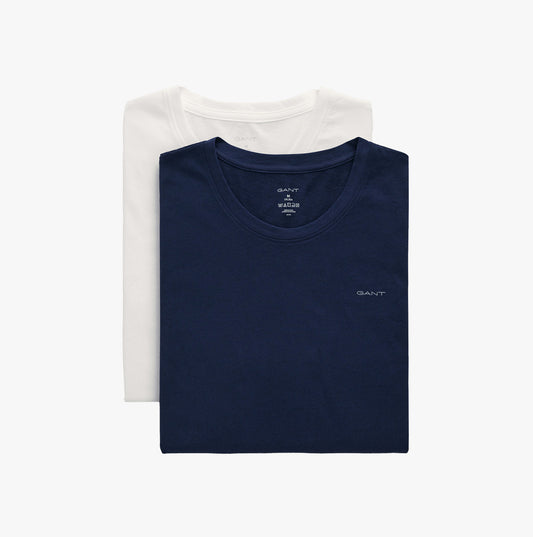 GANT Mens C-Neck T-Shirt 2-Pack Navy/White
