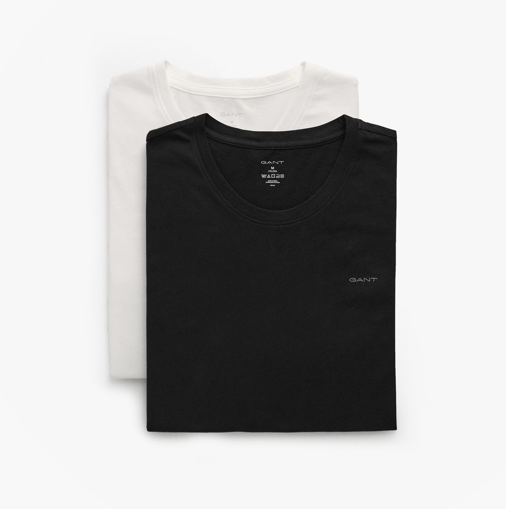 GANT Mens C-Neck T-Shirt 2-Pack Black/White